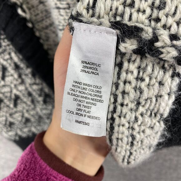 Cynthia Rowley Cardigan Women M Medium Gray Striped Alpaca Open Front Collared - Picture 6 of 9